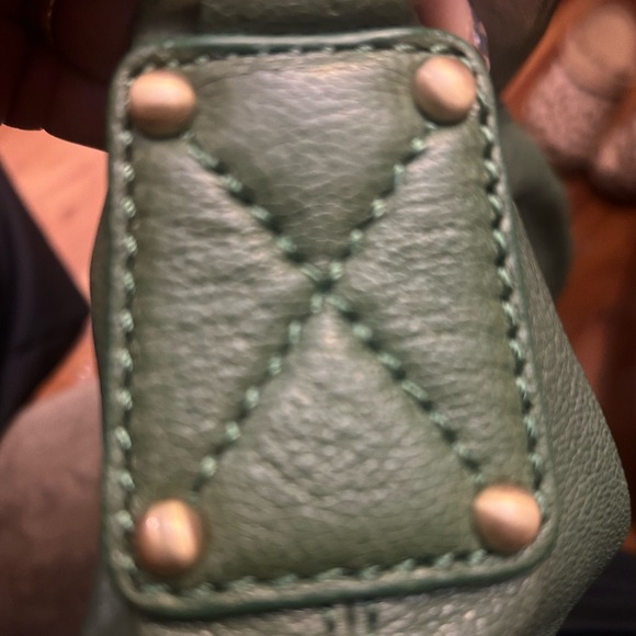 Talbots Large Green LeatherTote Hobo Bag Handbag Purse Shoulder Laptop Bag - Picture 6 of 7